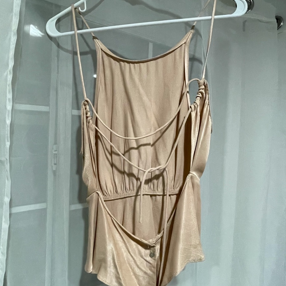 Zara open back satin blouse